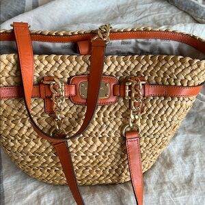 Michael Kors Tan and Orange Woven Tote